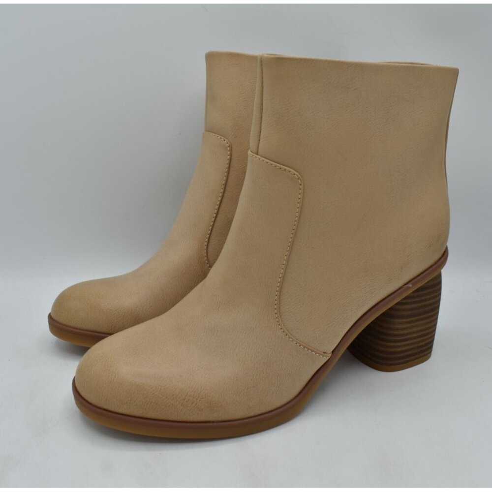 Korks by Kork-Ease Womens Size 9 Destiny Cream PU Block Heel Booties Boots Shoes